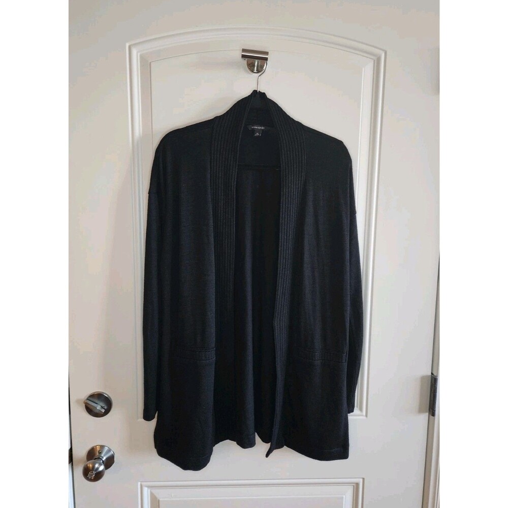 Banana Republic Lightweight Long Open Cardigan Rayon Blend  Black Medium